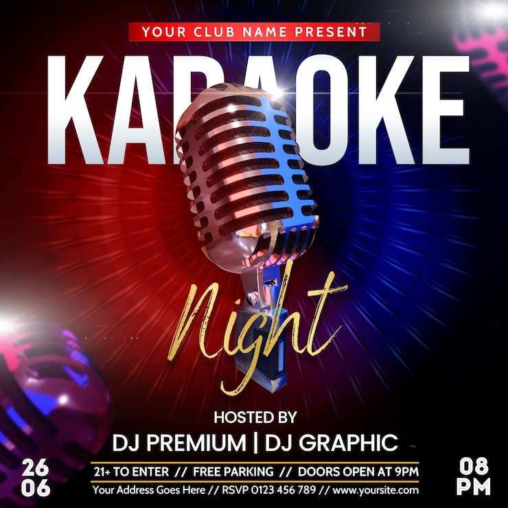 Festa notturna di karaoke per la promozione dei post sui social media