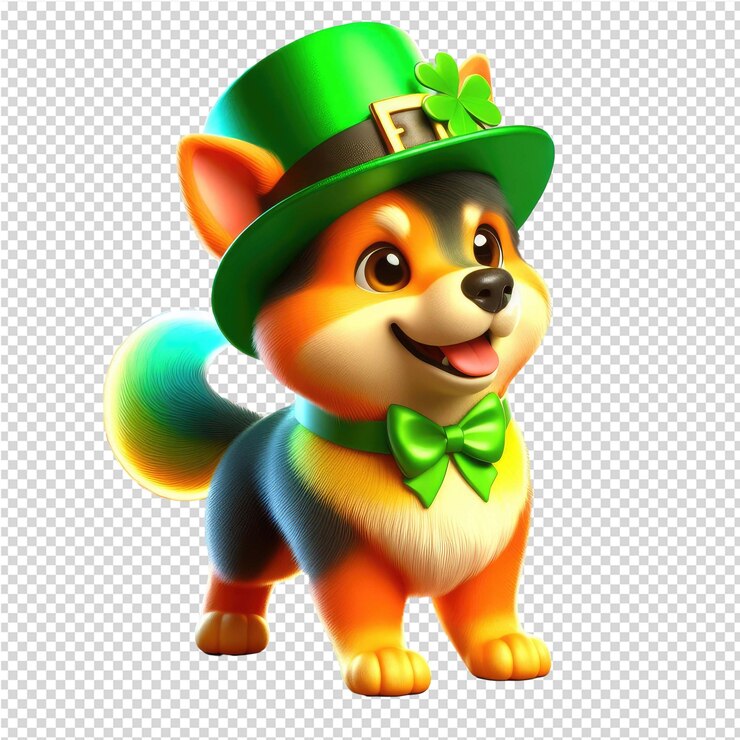 PSD festivaciones peludas 3d animales vestidos para el día de san patricio