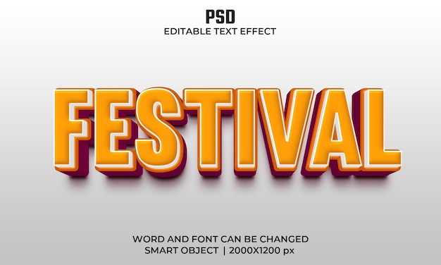 Festival 3d editierbarer texteffekt premium psd mit hintergrund