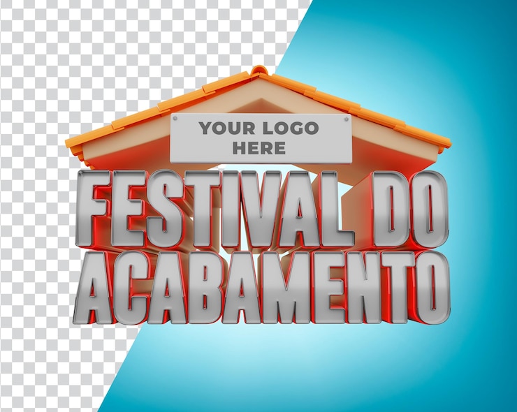 PSD festival de acabamento, carimbo 3d para promoção com espaço para logotipo