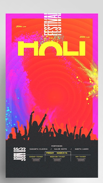 Festival de Holi Evento Festa de Cores Design de Flyer de História do Instagram
