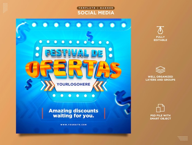 Festival de ofertas de promoção de produto de modelo de mídia social