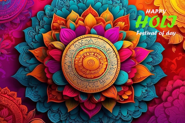 PSD festival indiano de cores saudação mandala fundo para feliz holi