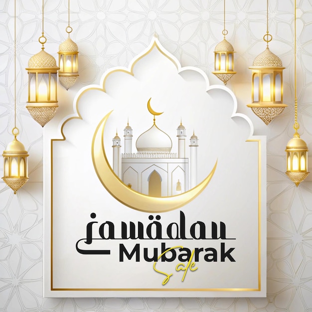 Festival islamico Ramadan Mubarak Disegno del modello del post sui social media