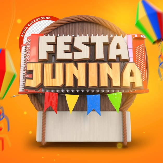 FESTIVAL JUNINA DE SO JOO SIEGEL 3D MIT AKKORDEON UND FLAGGEN