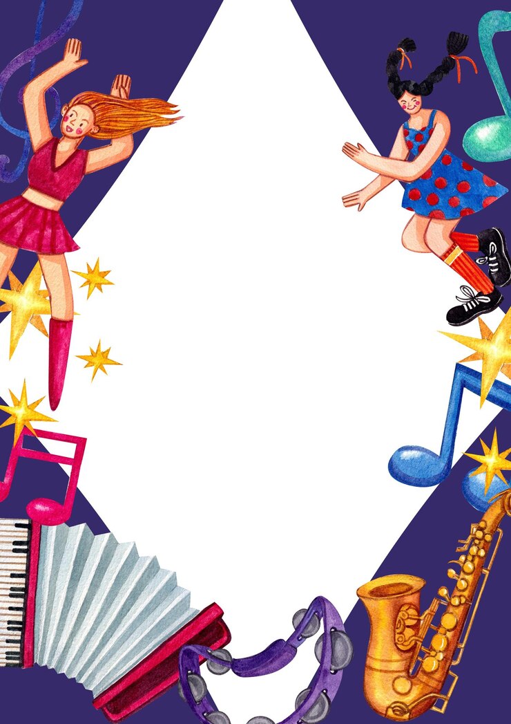 PSD festival de música tienen mujeres bailarina diseño de marco agradable marco de cartel de acuarela dibujado a mano