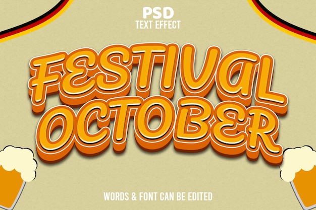 Festival octubre_efecto de texto editable 3d emboss_style elegante