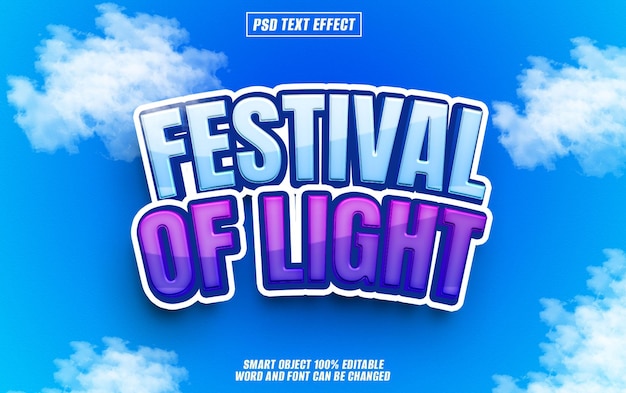 Festival of light Text-Effekt Schriftart bearbeitbare Typographie 3D-Text