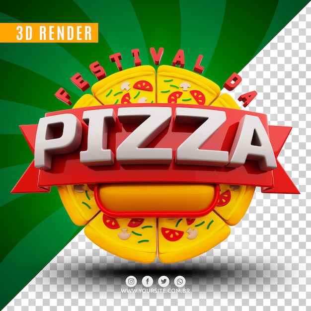 festival de pizza logotipo 3d para pizzería premium psd