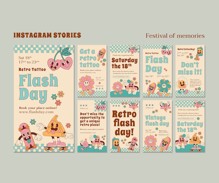 PSD festival de recuerdos en las historias de instagram