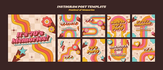 PSD festival de los recuerdos en las publicaciones de instagram