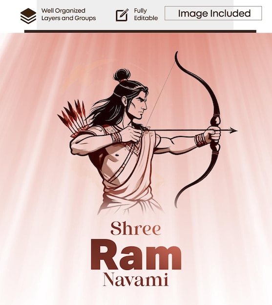 PSD el festival de shree ram navami desea una plantilla de psd