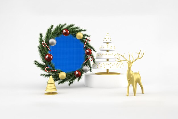 Festive 3D Christmas Arrangement with Reindeer and Wreath