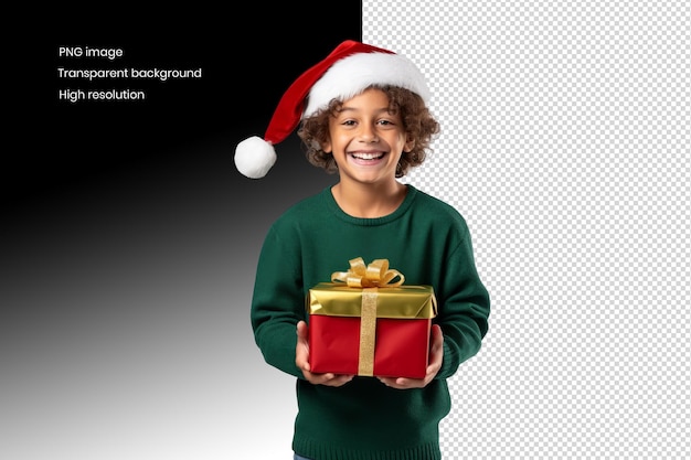 PSD festive kid's delight garçon souriant en pull de père noël