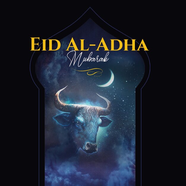 Festividad musulmana bendiciones de eid al adha luna creciente islámica