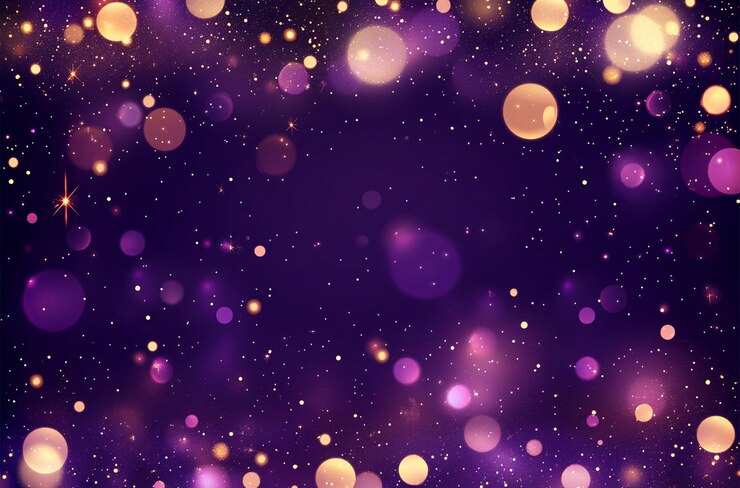 PSD festivo fondo azul púrpura dorado luminoso con luces de colores bokeh
