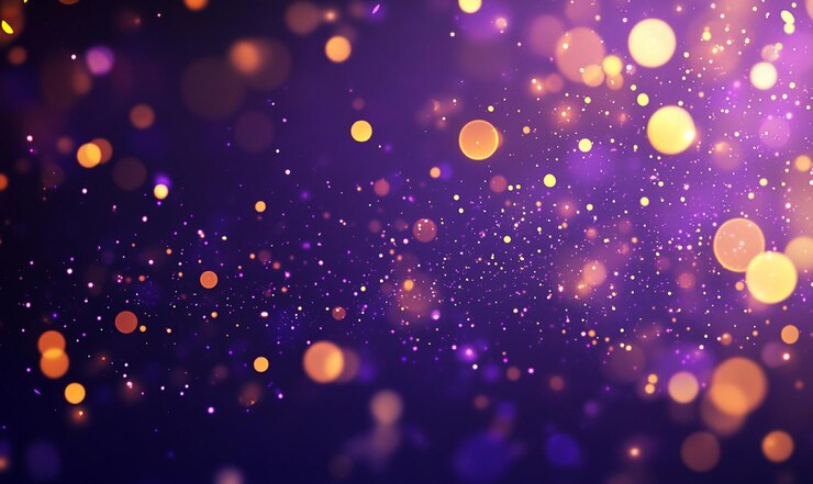 PSD festivo fondo azul púrpura dorado luminoso con luces de colores bokeh