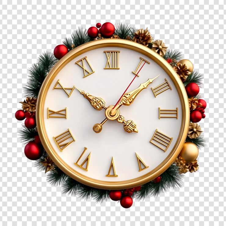 PSD festivo reloj de oro cuenta atrás para el año nuevo alegre víspera de navidad
