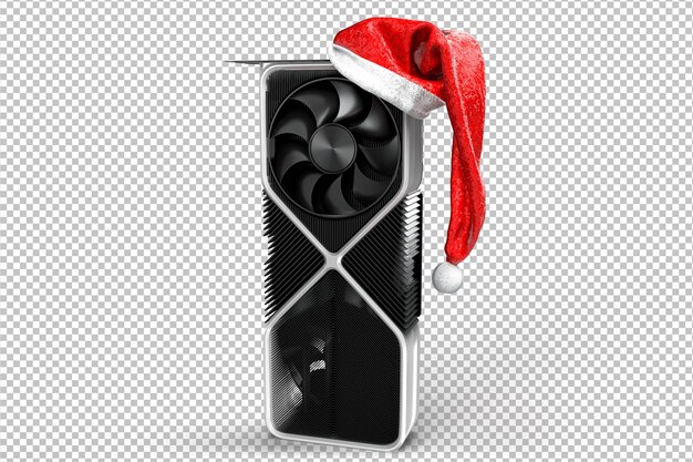 Festliche Grafikkarte. Technologie-Weihnachtskonzept. 3D-Rendering