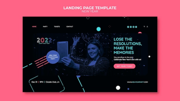 PSD festliche silvester-landingpage-vorlage