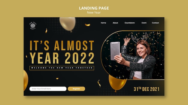 PSD festliche silvester-landingpage-vorlage