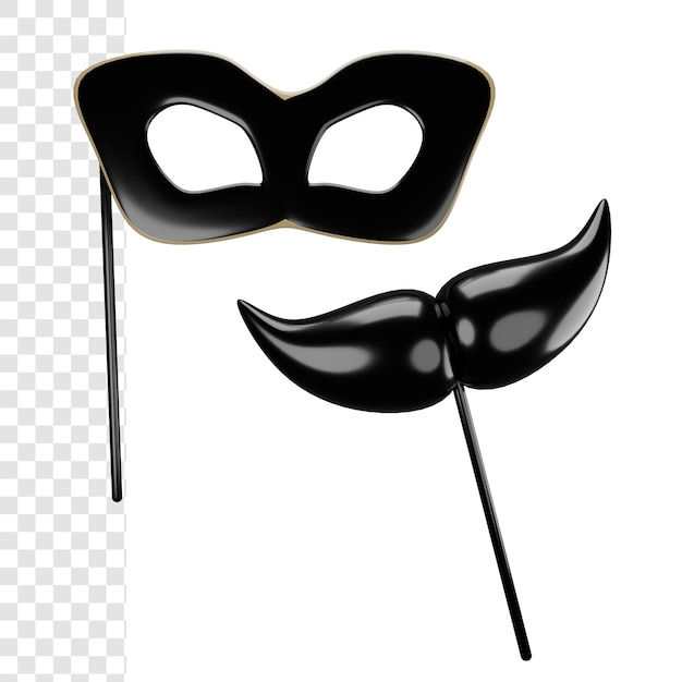 PSD fête 3d masque et moustache