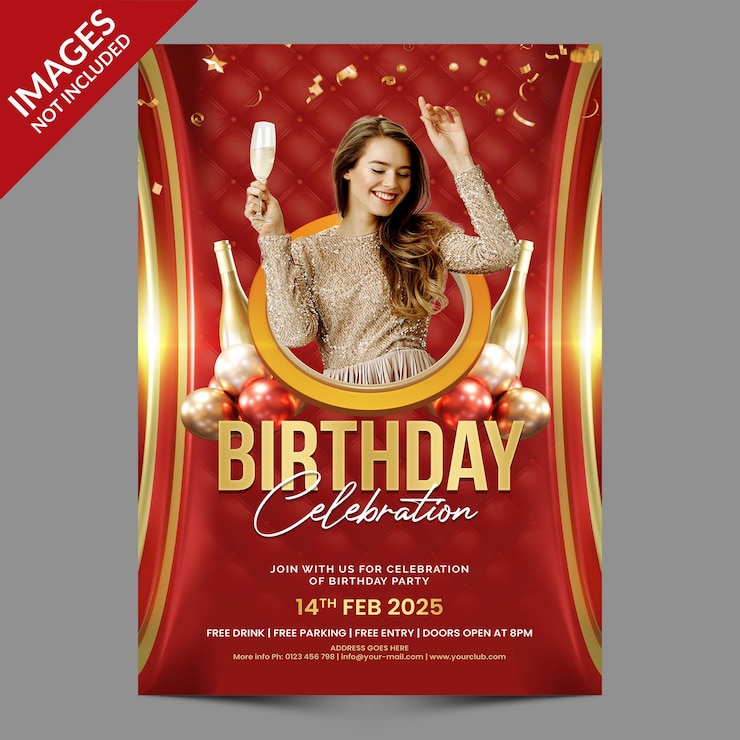 PSD fête d'anniversaire pour flyer ou invitation aux médias sociaux