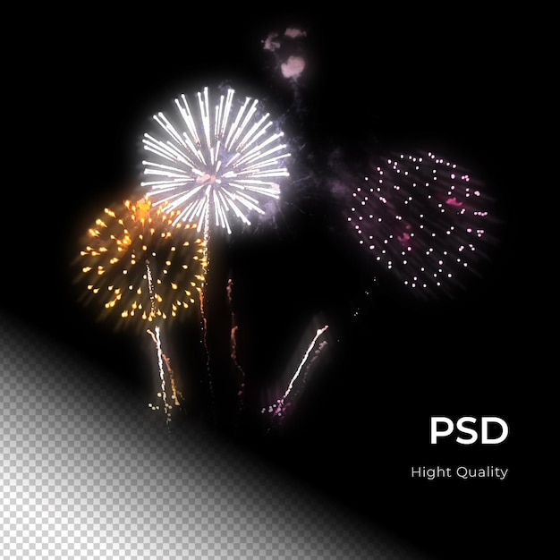 PSD fête de célébration des feux d'artifice bonne année png psd transfarent