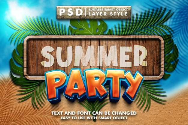 Fête D'été Effet De Texte 3d Premium Psd