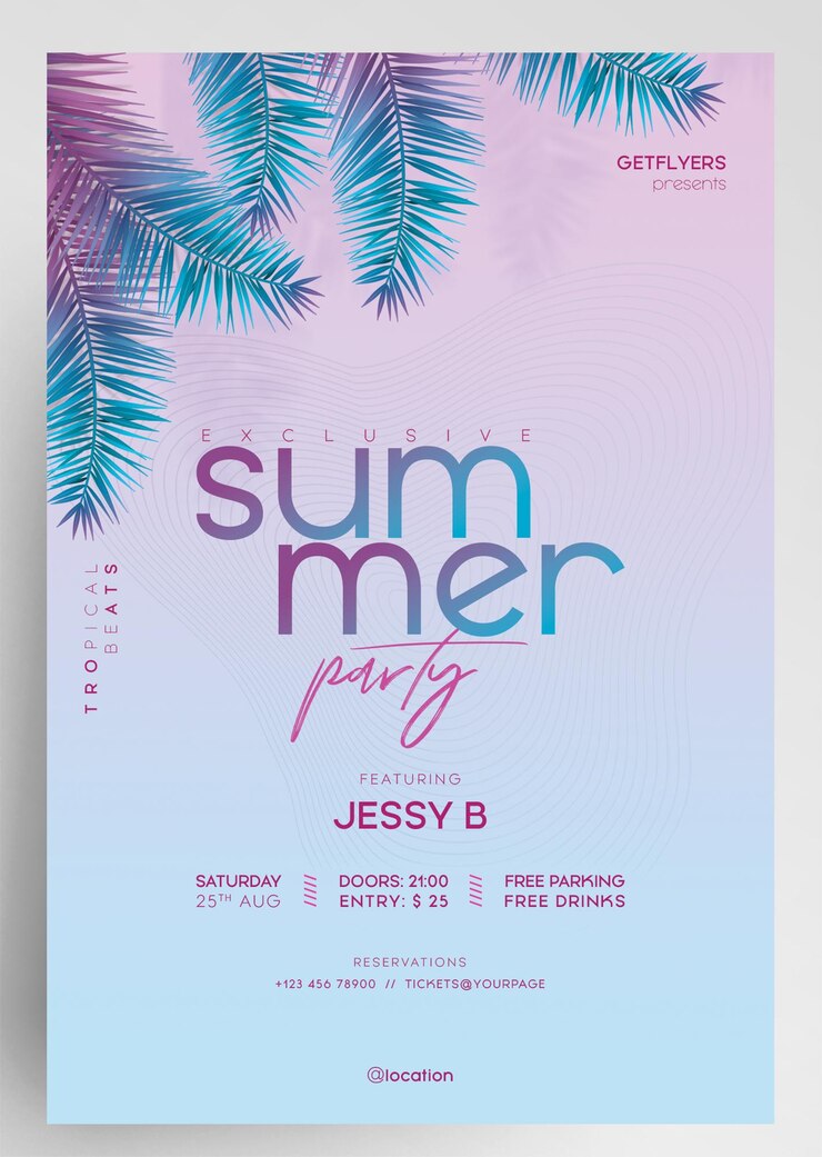 PSD fête d'été exclusive fête d'été exclusive événement flyer boîte de nuit