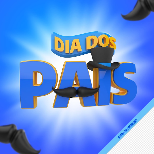 Fête des pères dia dos pais azul laranja cartola
