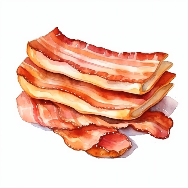 fetta di bacon acquerello isolato