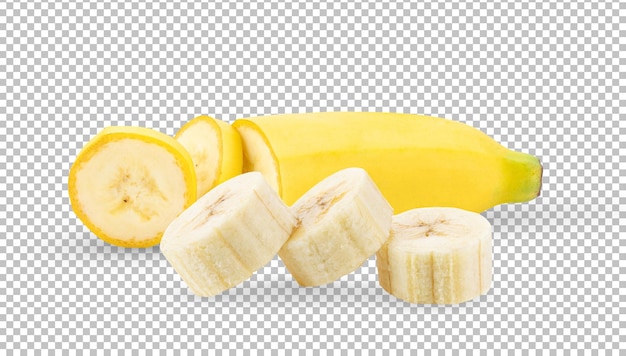 Fetta di banana isolata su strato alfa