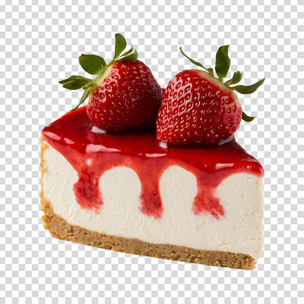 Fetta di cheesecake alla fragola isolata su uno sfondo trasparente