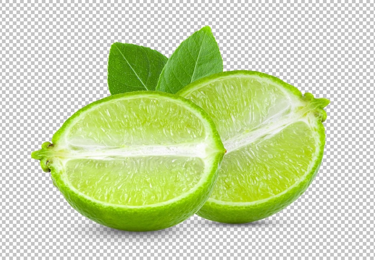 PSD fetta di lime isolata su strato alfa