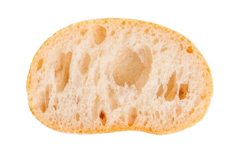PSD fetta di pane ciabatta su uno sfondo vuoto