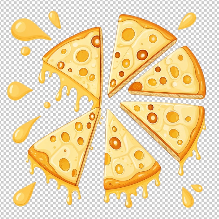 PSD fetta di pizza calda con funghi con stretching cheese pizzeria illustrazione isolata