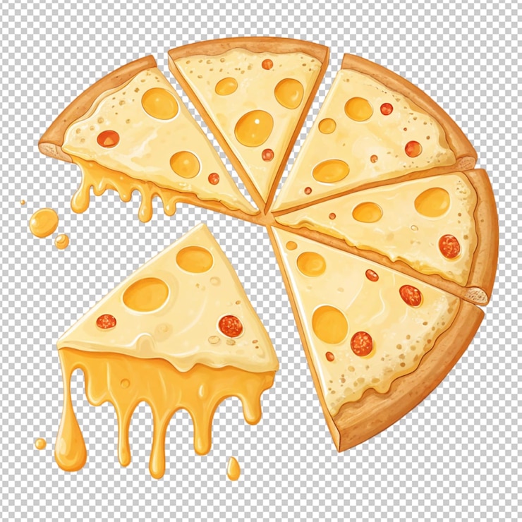 PSD fetta di pizza calda con funghi con stretching cheese pizzeria illustrazione isolata
