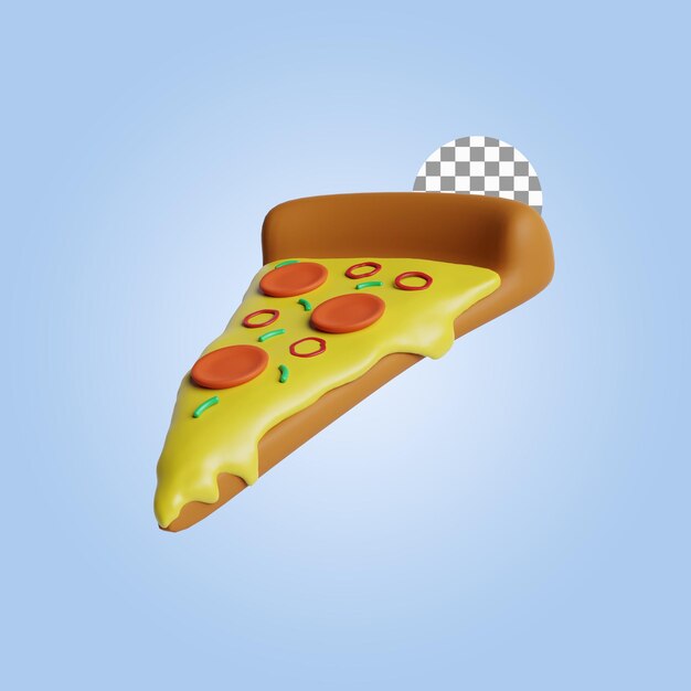 Fetta di pizza con condimenti 3D Rendering illustrazione