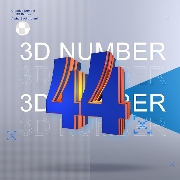 PSD fettblaue 3d-nummer 44