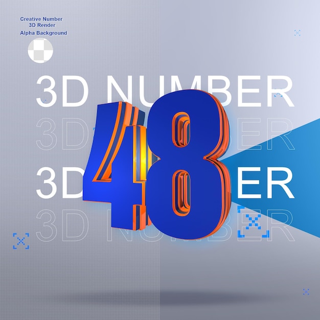 Fette blaue 3d-nummer 48