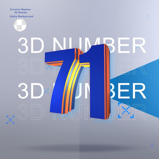 PSD fette blaue 3d-nummer 71