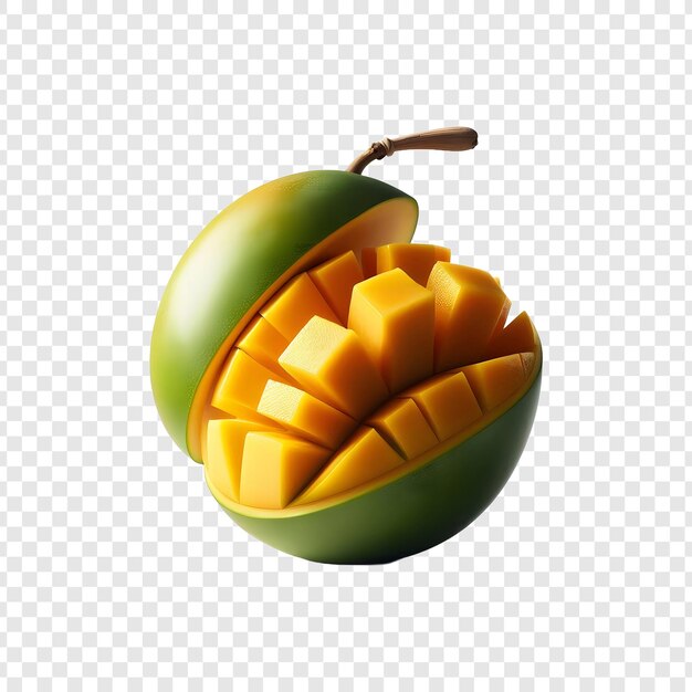 Fette di mango fresco isolate su uno sfondo trasparente
