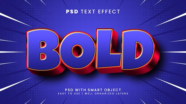Fetter bearbeitbarer 3D-Texteffekt mit starkem und futuristischem Textstil