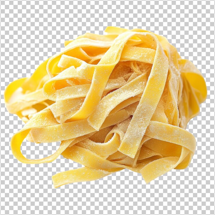 PSD fettuccine fresco en una superficie blanca