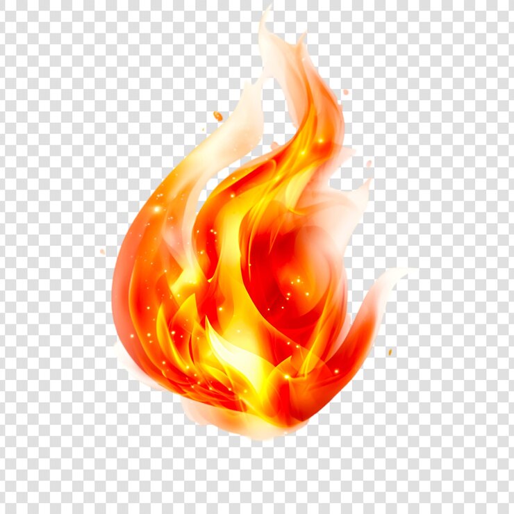 PSD feu abstrait vif sur un fond transparent