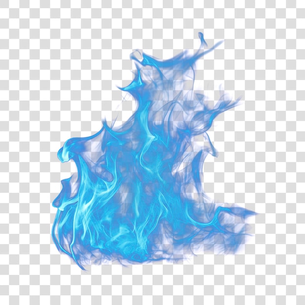 Le feu bleu, la flamme, la fumée.