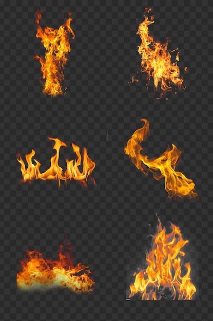 Feu de PSD et étincelle sur fond transparent