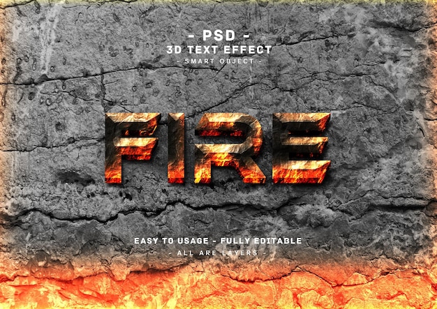 Feuer 3d-textstil-effekt