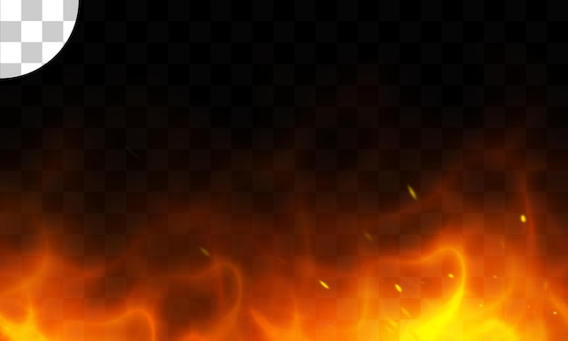Feuer mit Funkeln und Rauch lokalisiert auf transparentem Hintergrund